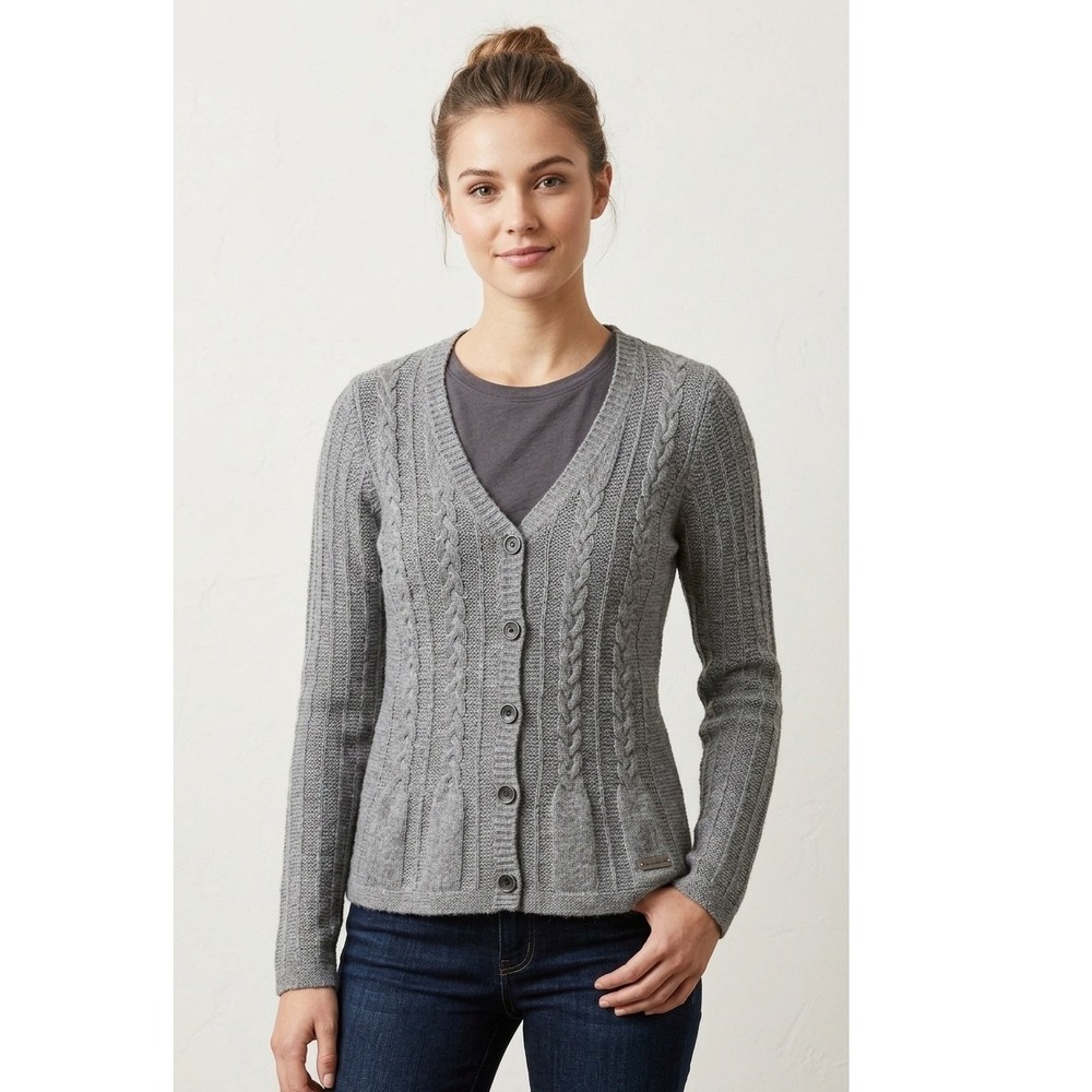 Parasuco‎ Denim Legend Grey Cable Knit Rabbit Hair Cardigan Sweater M/M